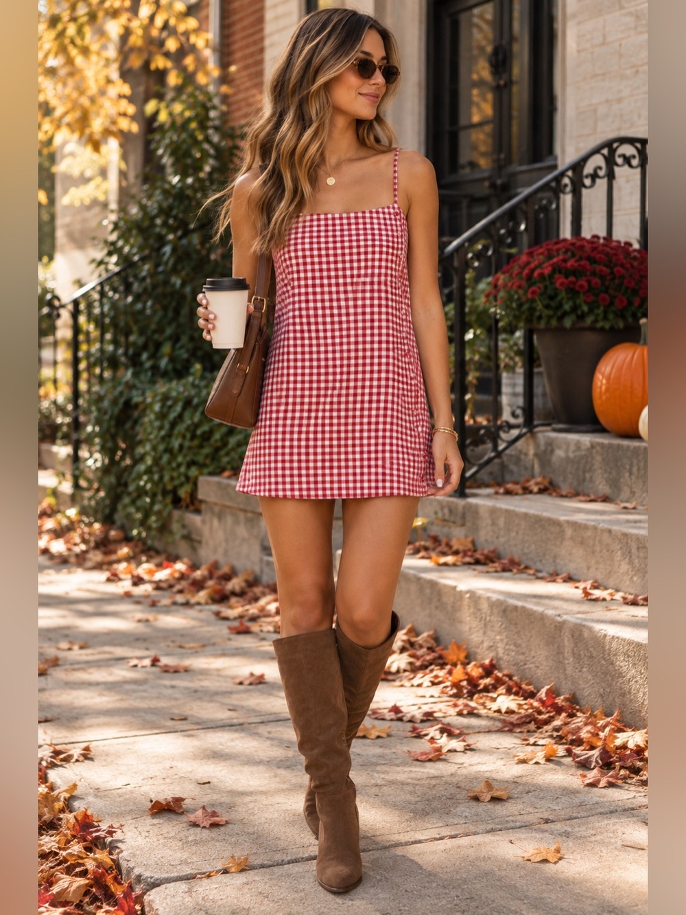 NWT Abercrombie Linen Blend Red Gingham Button Skort M